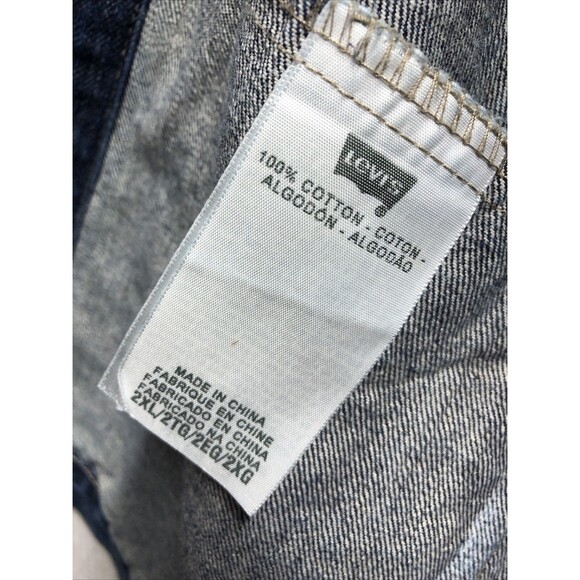 Levi Denim Sleeveless Vest Jacket Size XXL Bleached Stained Factory Destroyed - Picture 6 of 15